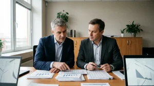 Directeur financier et directeur commercial analysant la rentabilite des comptes