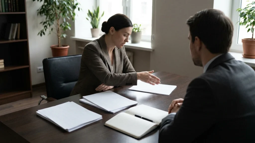 Fondateur expliquant un plan d options sur actions a un candidat Head of Sales