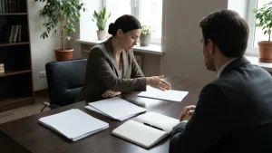 Fondateur expliquant un plan d options sur actions a un candidat Head of Sales