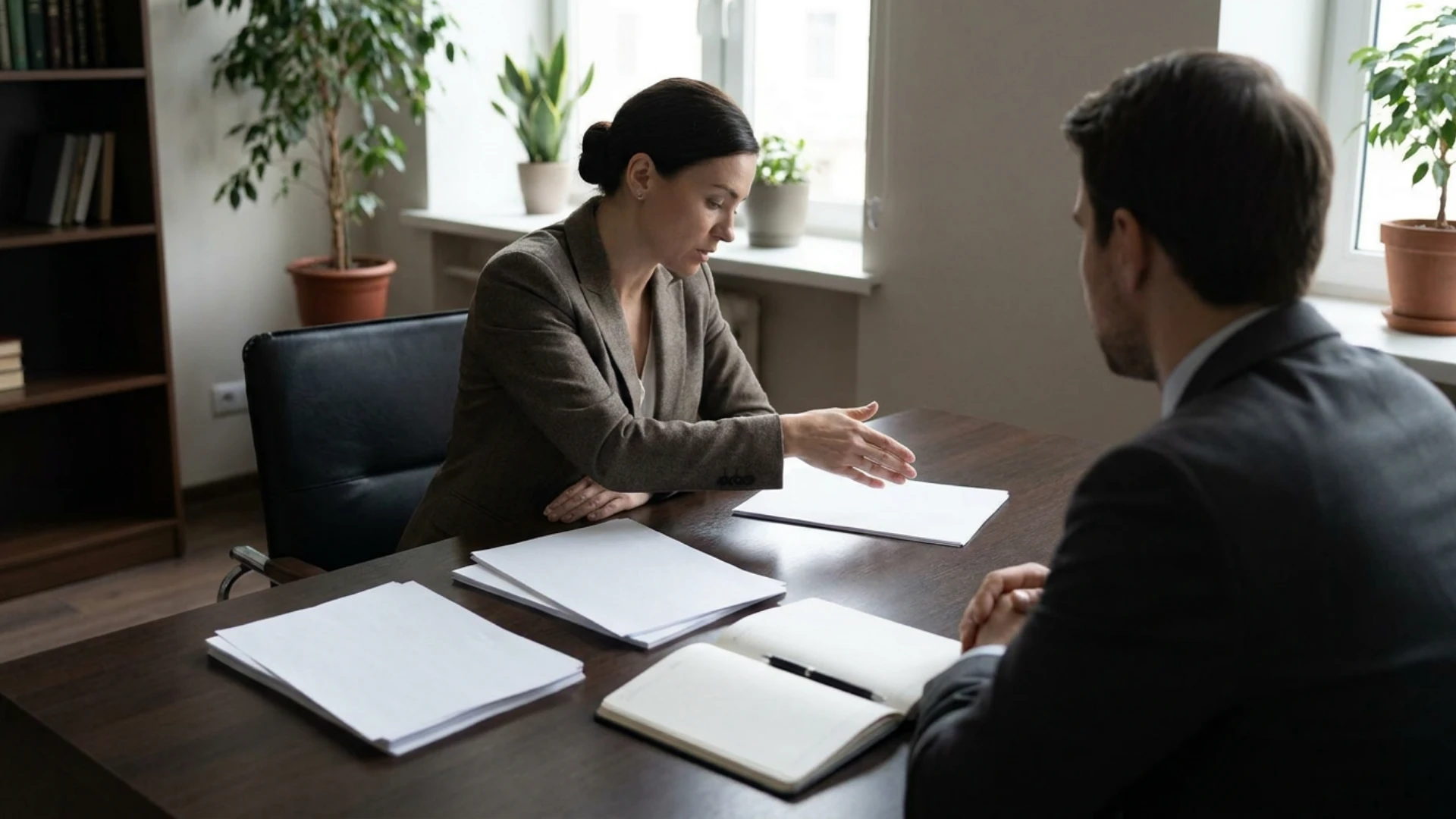 Fondateur expliquant un plan d options sur actions a un candidat Head of Sales
