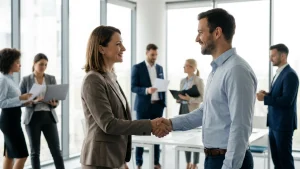 Head of Sales nouvellement nomme accueilli par son equipe commerciale