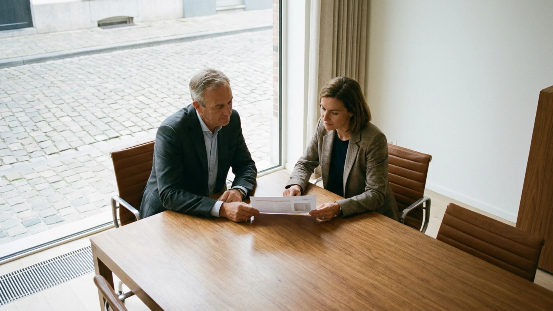 Commercial Grands Comptes senior et directrice des ressources humaines examinant un package salarial en Belgique