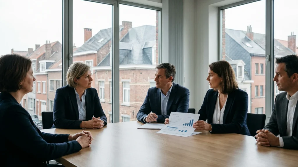 Managing director and sales director reviewing a sales team report with a consultant